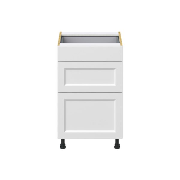 Magnolia Painted Bright White Recessed Assembled Base Cabinet with 3 Drawers (21 in. W X 34.5 in. H X 24 in. D)