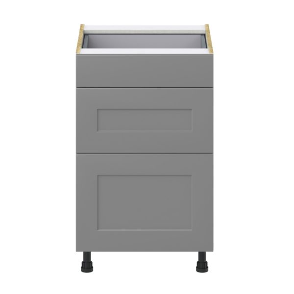 Willow Painted Slate Gray  Shaker Assembled Base Cabinet with 3 Drawers (21 in. W X 34.5 in. H X 24 in. D)