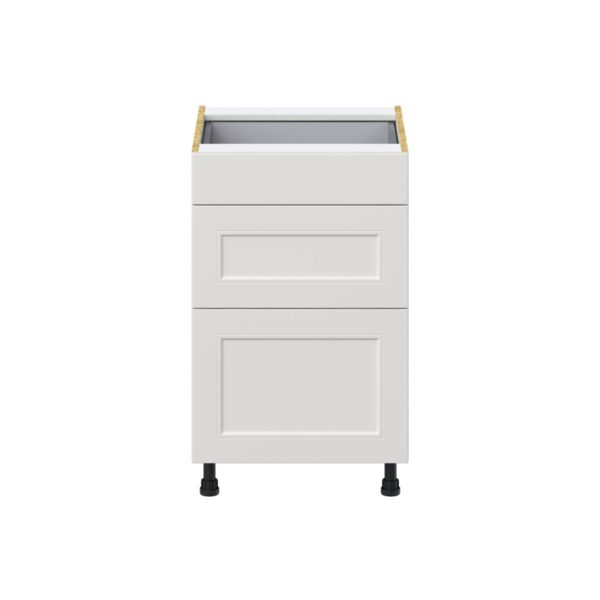 Wisteria Painted Light Gray Recessed Assembled Base Cabinet with 3 Drawers (21 in. W X 34.5 in. H X 24 in. D)