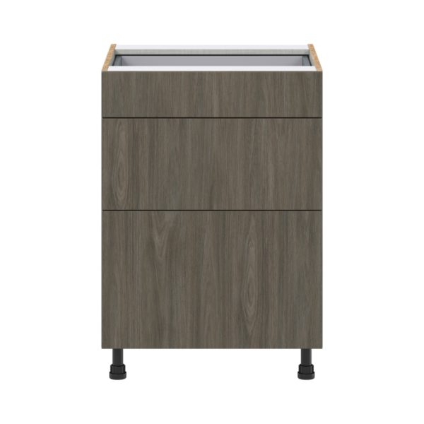 Cordyline Textured Slab Walnut Assembled Base Cabinet with 3 Drawers (24 in. W x 34.5 in. H x 24 in. D)