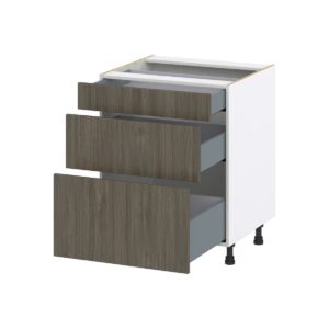 Cordyline Textured Slab Walnut Assembled Base Cabinet with 3 Drawers  (27 in. W X 34.5 in. H X 24 in. D)