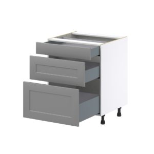 Willow Painted Slate Gray  Shaker Assembled Base Cabinet with 3 Drawers  (27 in. W X 34.5 in. H X 24 in. D)