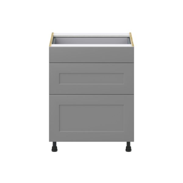 Willow Painted Slate Gray  Shaker Assembled Base Cabinet with 3 Drawers  (27 in. W X 34.5 in. H X 24 in. D)