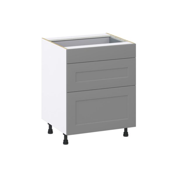 Willow Painted Slate Gray  Shaker Assembled Base Cabinet with 3 Drawers  (27 in. W X 34.5 in. H X 24 in. D)