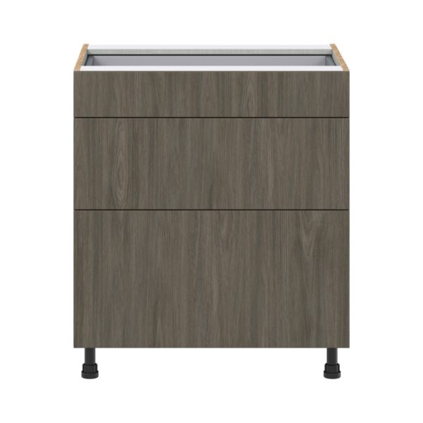 Cordyline Textured Slab Walnut Assembled Base Cabinet with 3 Drawers (30 in. W x 34.5 in. H x 24 in. D)