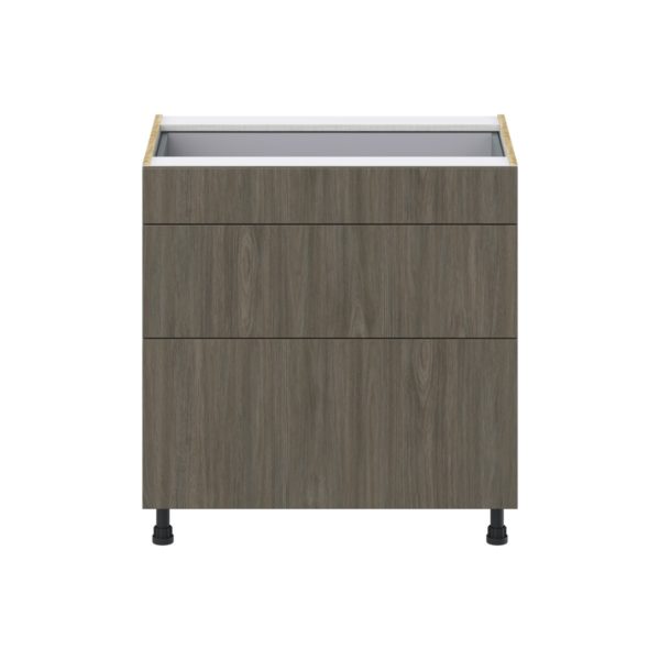 Cordyline Textured Slab Walnut Assembled Base Cabinet with 3 Drawers (33 in. W X 34.5 in. H X 24 in. D)