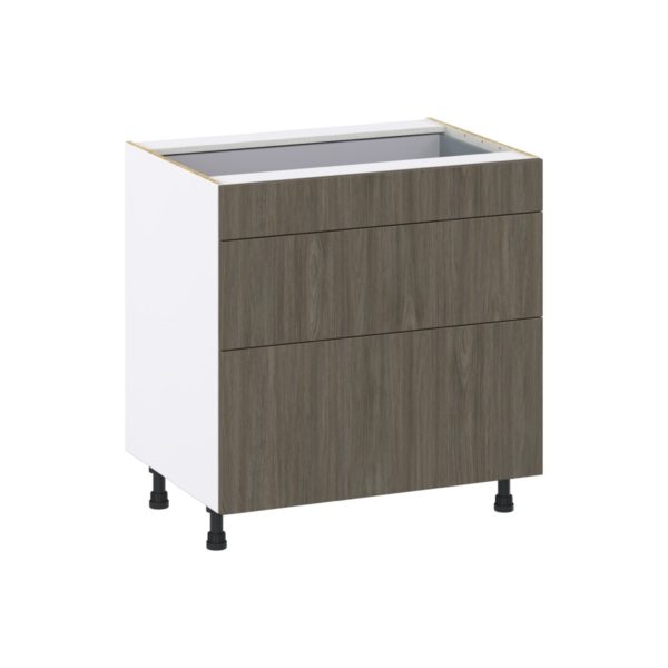 Cordyline Textured Slab Walnut Assembled Base Cabinet with 3 Drawers (33 in. W X 34.5 in. H X 24 in. D)