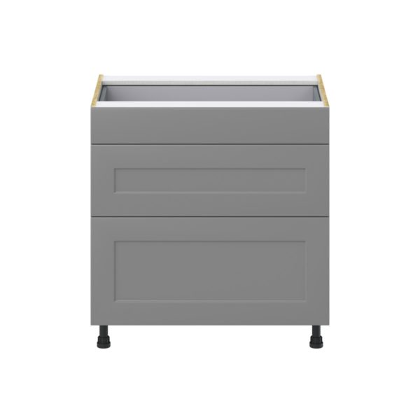 Willow Painted Slate Gray  Shaker Assembled Base Cabinet with 3 Drawers (33 in. W X 34.5 in. H X 24 in. D)