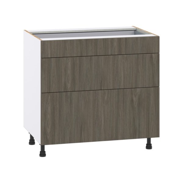 Cordyline Textured Slab Walnut Assembled Base Cabinet with 3 Drawers (36 in. W x 34.5 in. H x 24 in. D)