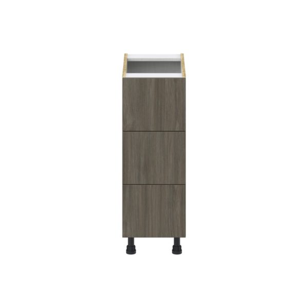 Cordyline Textured Slab Walnut Assembled Base Cabinet with Three 10 in. Drawers (12 in. W X 34.5 in. H X 24 in. D)