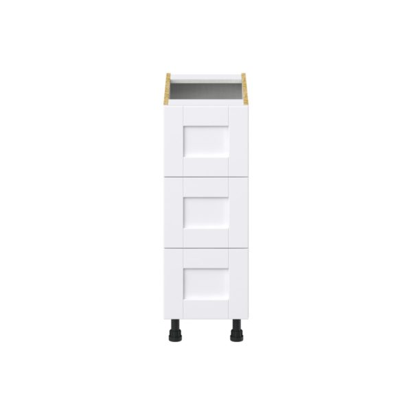 Dahlia Bright White  Shaker Assembled Base Cabinet with Three 10 in. Drawers (12 in. W X 34.5 in. H X 24 in. D)