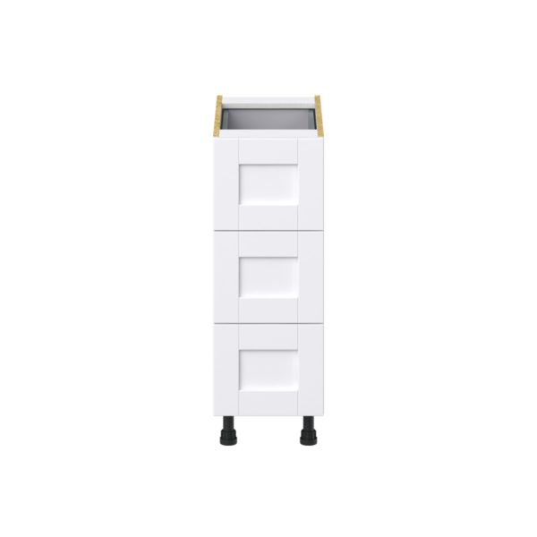 Dahlia Bright White  Shaker Assembled Base Cabinet with Three 10 in. Drawers and 1 Inner Drawer (12 in. W X 34.5 in. H X 24 in. D)