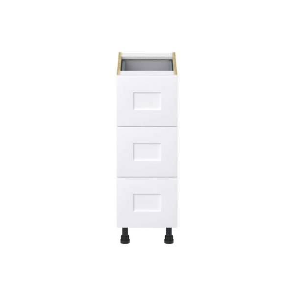 Jasmine Painted Warm White  Shaker Assembled Base Cabinet with Three 10 in. Drawers and 1 Inner Drawer (12 in. W X 34.5 in. H X 24 in. D)