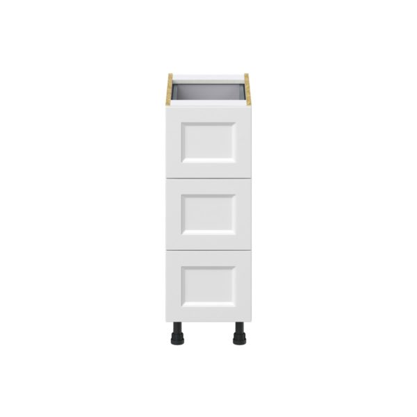 Magnolia Painted Bright White Recessed Assembled Base Cabinet with Three 10 in. Drawers and 1 Inner Drawer (12 in. W X 34.5 in. H X 24 in. D)