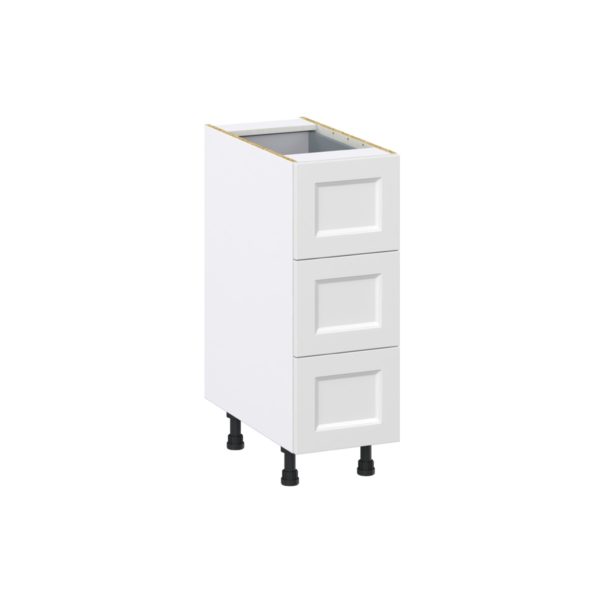 Magnolia Painted Bright White Recessed Assembled Base Cabinet with Three 10 in. Drawers and 1 Inner Drawer (12 in. W X 34.5 in. H X 24 in. D)