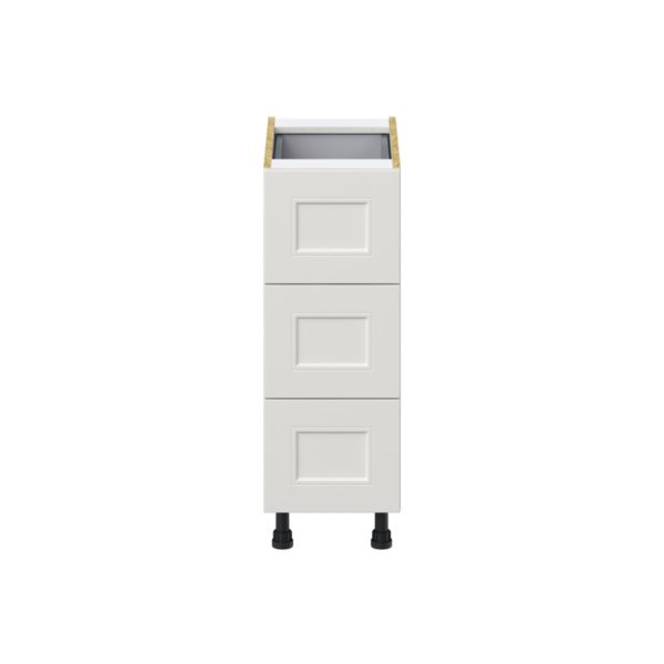 Wisteria Painted Light Gray Recessed Assembled Base Cabinet with Three 10 in. Drawers and 1 Inner Drawer (12 in. W X 34.5 in. H X 24 in. D)