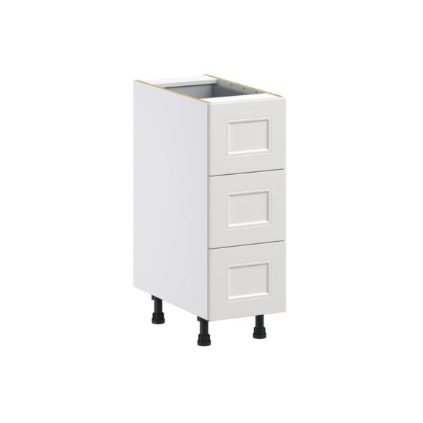 Wisteria Painted Light Gray Recessed Assembled Base Cabinet with Three 10 in. Drawers and 1 Inner Drawer (12 in. W X 34.5 in. H X 24 in. D)