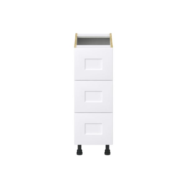 Jasmine Painted Warm White  Shaker Assembled Base Cabinet with Three 10 in. Drawers (12 in. W X 34.5 in. H X 24 in. D)