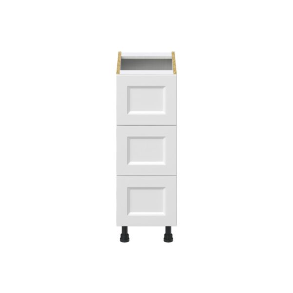 Magnolia Painted Bright White Recessed Assembled Base Cabinet with Three 10 in. Drawers (12 in. W X 34.5 in. H X 24 in. D)