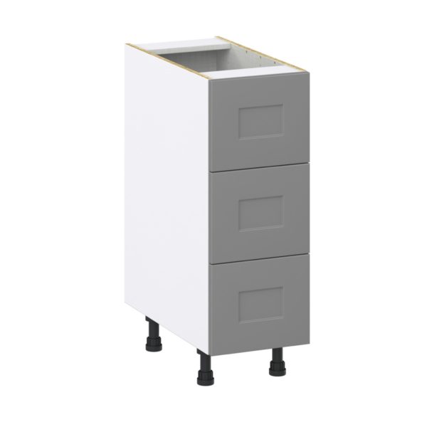 Willow Painted Slate Gray  Shaker Assembled Base Cabinet with Three 10 in. Drawers (12 in. W X 34.5 in. H X 24 in. D)