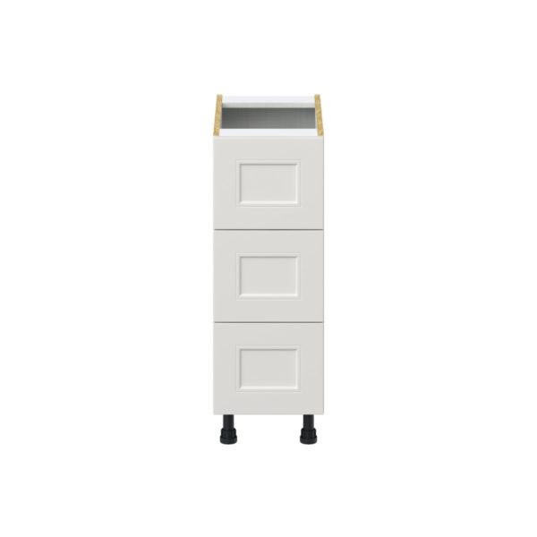 Wisteria Painted Light Gray Recessed Assembled Base Cabinet with Three 10 in. Drawers (12 in. W X 34.5 in. H X 24 in. D)