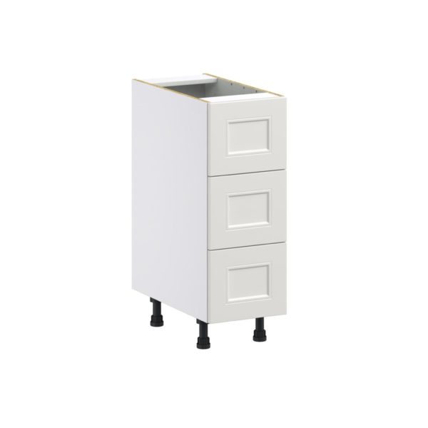 Wisteria Painted Light Gray Recessed Assembled Base Cabinet with Three 10 in. Drawers (12 in. W X 34.5 in. H X 24 in. D)