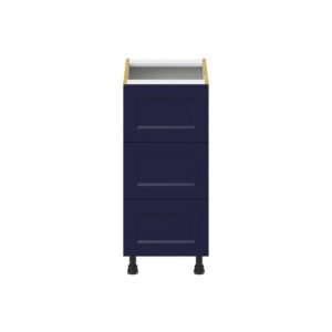 Camellia Painted Midnight Blue Recessed Assembled Base Cabinet with Three 10 in. Drawers (15 in. W x 34.5 in. H x 24 in. D)