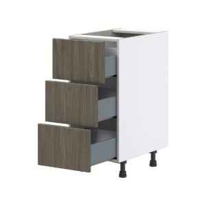 Cordyline Textured Slab Walnut Assembled Base Cabinet with Three 10 in. Drawers (15 in. W x 34.5 in. H x 24 in. D)