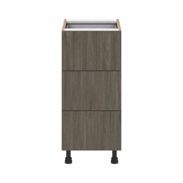 Cordyline Textured Slab Walnut Assembled Base Cabinet with Three 10 in. Drawers and 1 Inner Drawer (15 in. W x 34.5 in. H x 24 in. D)