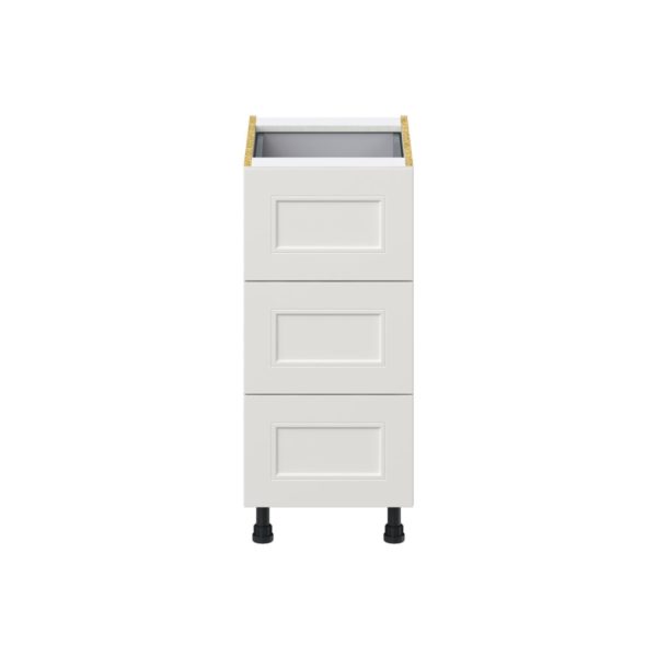 Wisteria Painted Light Gray Recessed Assembled Base Cabinet with Three 10 in. Drawers and 1 Inner Drawer (15 in. W x 34.5 in. H x 24 in. D)