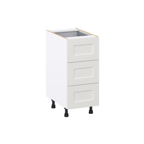 Wisteria Painted Light Gray Recessed Assembled Base Cabinet with Three 10 in. Drawers and 1 Inner Drawer (15 in. W x 34.5 in. H x 24 in. D)