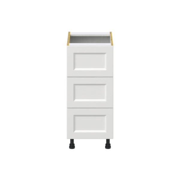 Magnolia Painted Bright White Recessed Assembled Base Cabinet with Three 10 in. Drawers (15 in. W x 34.5 in. H x 24 in. D)