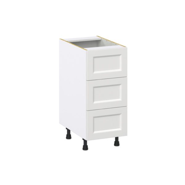 Magnolia Painted Bright White Recessed Assembled Base Cabinet with Three 10 in. Drawers (15 in. W x 34.5 in. H x 24 in. D)