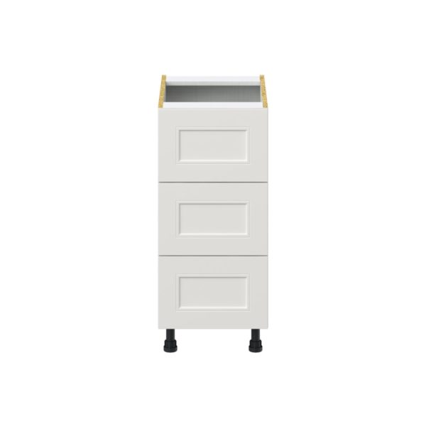 Wisteria Painted Light Gray Recessed Assembled Base Cabinet with Three 10 in. Drawers (15 in. W x 34.5 in. H x 24 in. D)