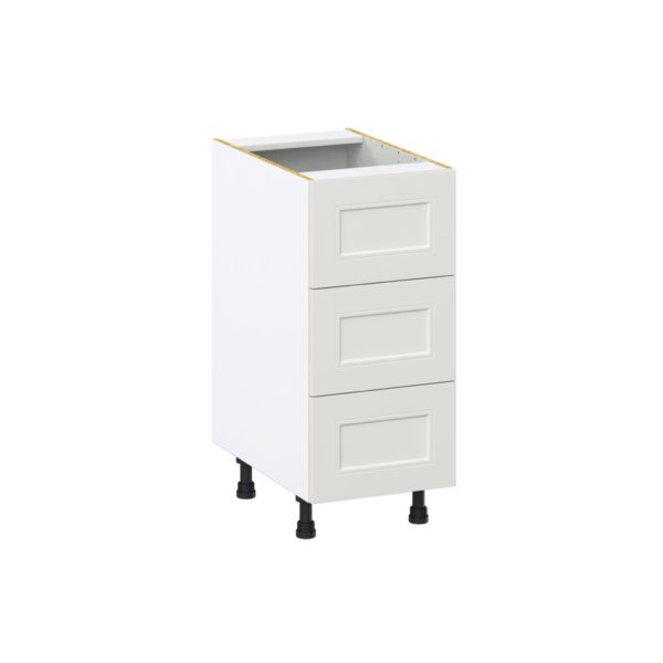 Wisteria Painted Light Gray Recessed Assembled Base Cabinet with Three 10 in. Drawers (15 in. W x 34.5 in. H x 24 in. D)