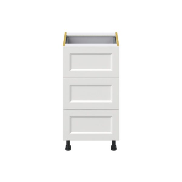 Magnolia Painted Bright White Recessed Assembled Base Cabinet with Three 10 in. Drawers and 1 Inner Drawer (18 in. W x 34.5 in. H x 24 in. D)