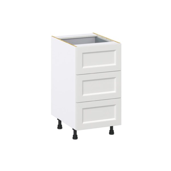 Magnolia Painted Bright White Recessed Assembled Base Cabinet with Three 10 in. Drawers and 1 Inner Drawer (18 in. W x 34.5 in. H x 24 in. D)