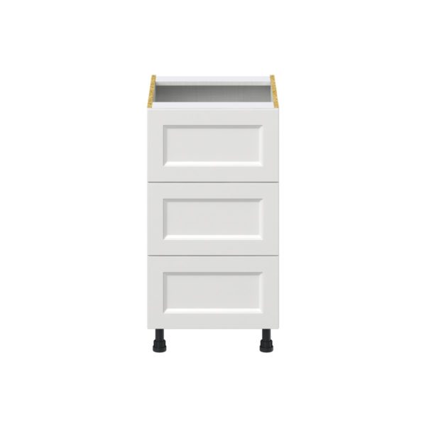 Magnolia Painted Bright White Recessed Assembled Base Cabinet with Three 10 in. Drawers (18 in. W x 34.5 in. H x 24 in. D)