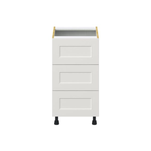 Wisteria Painted Light Gray Recessed Assembled Base Cabinet with Three 10 in. Drawers (18 in. W x 34.5 in. H x 24 in. D)