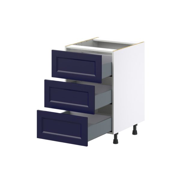 Camellia Painted Midnight Blue Recessed Assembled Base Cabinet with Three 10 in. Drawers (21 in. W X 34.5 in. H X 24 in. D)