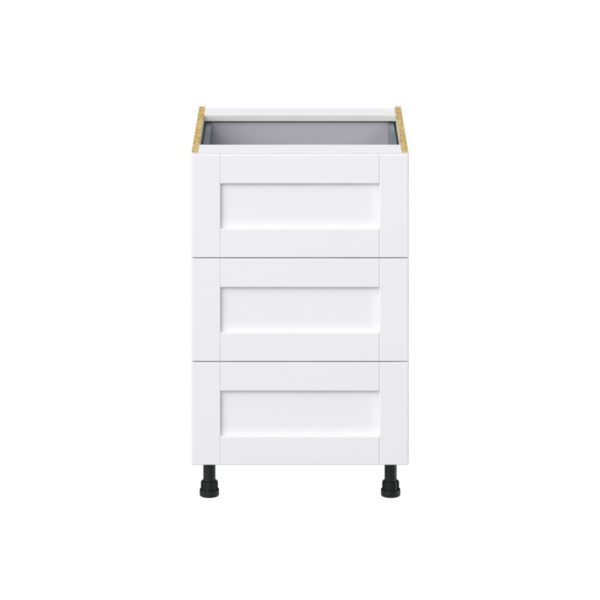 Dahlia Bright White  Shaker Assembled Base Cabinet with Three 10 in. Drawers and a Inner Drawer (21 in. W X 34.5 in. H X 24 in. D)