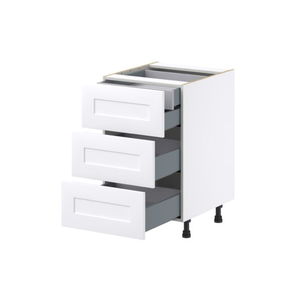 Jasmine Painted Warm White  Shaker Assembled Base Cabinet with Three 10 in. Drawers and a Inner Drawer (21 in. W X 34.5 in. H X 24 in. D)