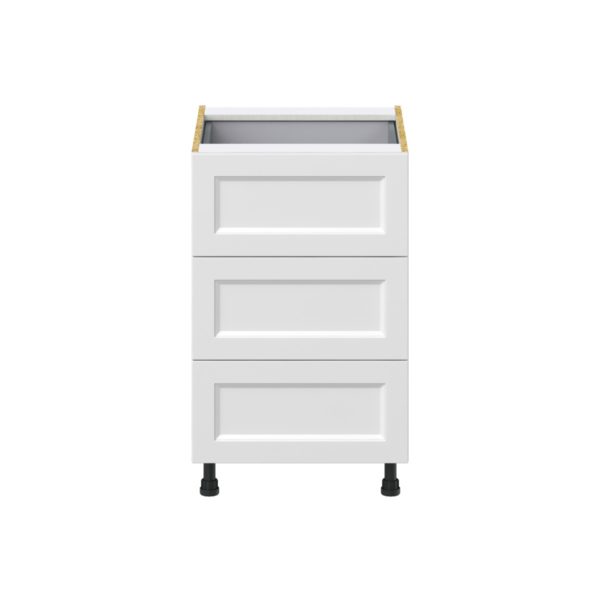 Magnolia Painted Bright White Recessed Assembled Base Cabinet with Three 10 in. Drawers and a Inner Drawer (21 in. W X 34.5 in. H X 24 in. D)