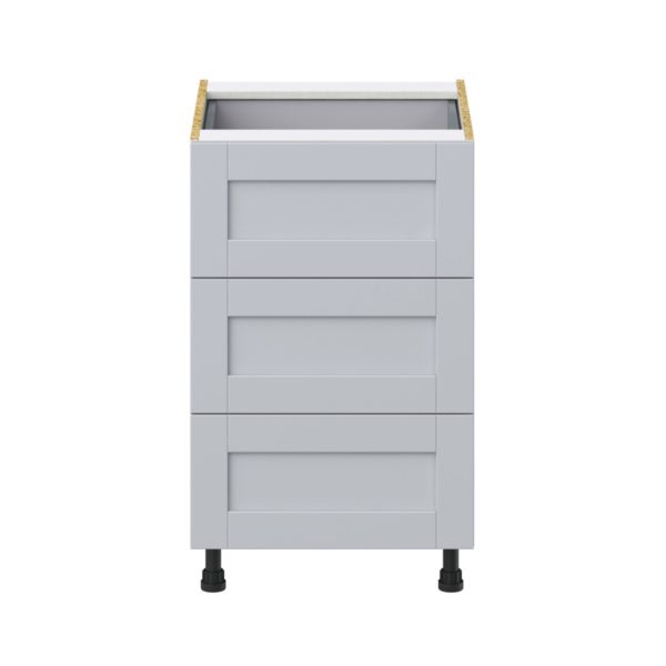 Sea Holly Light Gray  Shaker Assembled Base Cabinet with Three 10 in. Drawers and a Inner Drawer (21 in. W X 34.5 in. H X 24 in. D)