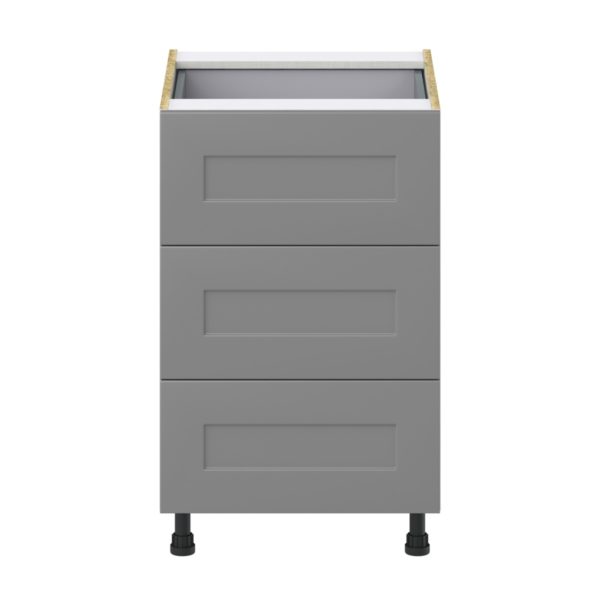 Willow Painted Slate Gray  Shaker Assembled Base Cabinet with Three 10 in. Drawers and a Inner Drawer (21 in. W X 34.5 in. H X 24 in. D)