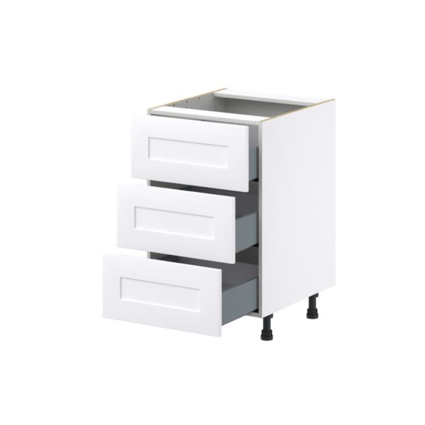 Jasmine Painted Warm White  Shaker Assembled Base Cabinet with Three 10 in. Drawers (21 in. W X 34.5 in. H X 24 in. D)