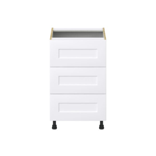 Jasmine Painted Warm White  Shaker Assembled Base Cabinet with Three 10 in. Drawers (21 in. W X 34.5 in. H X 24 in. D)