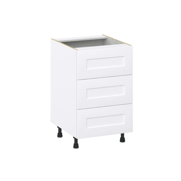 Jasmine Painted Warm White  Shaker Assembled Base Cabinet with Three 10 in. Drawers (21 in. W X 34.5 in. H X 24 in. D)