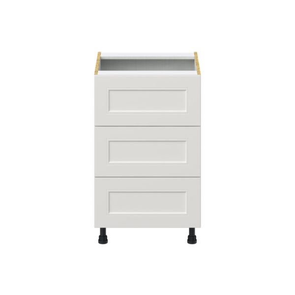 Wisteria Painted Light Gray Recessed Assembled Base Cabinet with Three 10 in. Drawers (21 in. W X 34.5 in. H X 24 in. D)