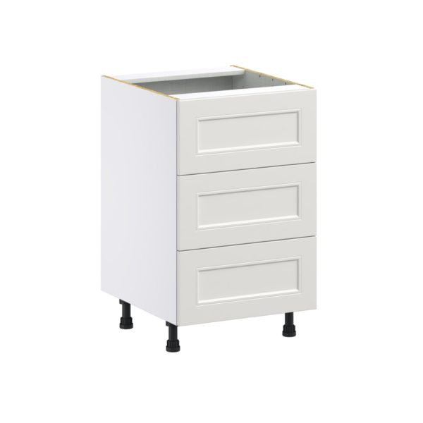 Wisteria Painted Light Gray Recessed Assembled Base Cabinet with Three 10 in. Drawers (21 in. W X 34.5 in. H X 24 in. D)